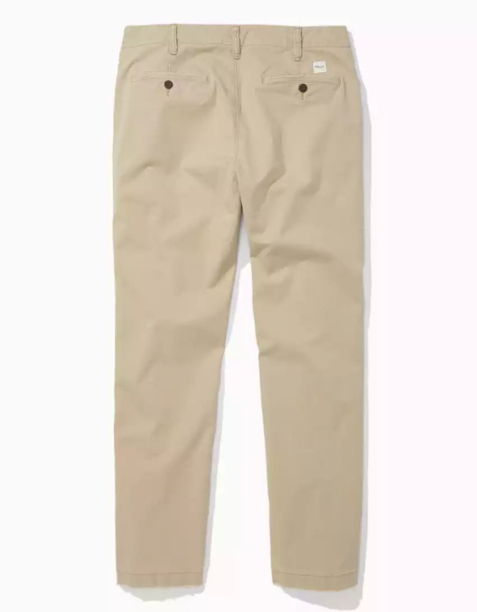 Pantalon American Eagle AE Flex Relaxed Droit Lived-In Khaki Kaki Clair Homme | OQM-31055725